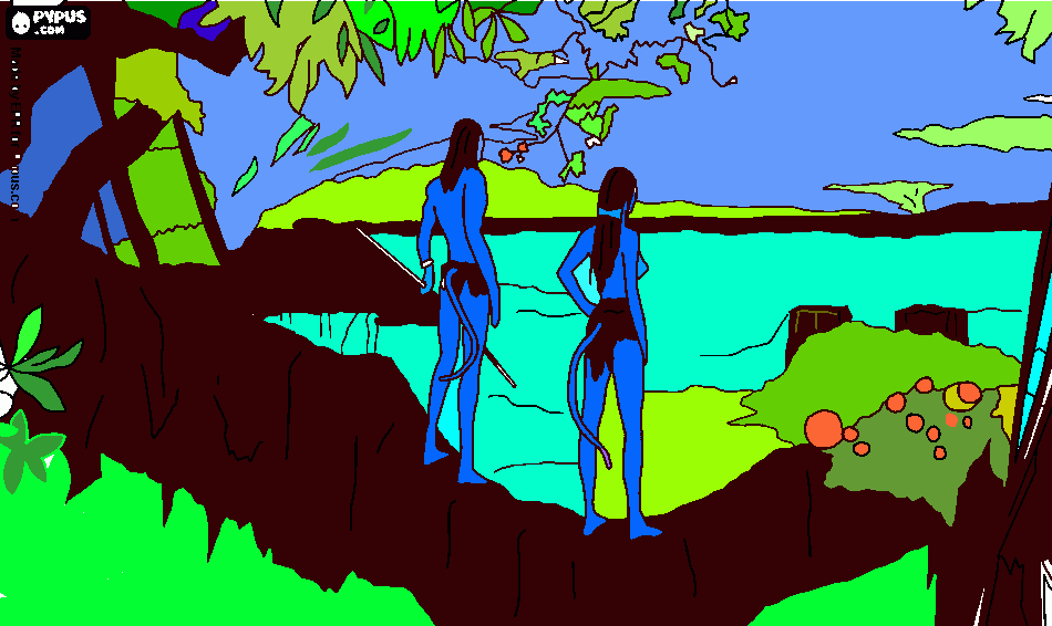 Avatar i protagonisti nel mondo di Pandora da colorare