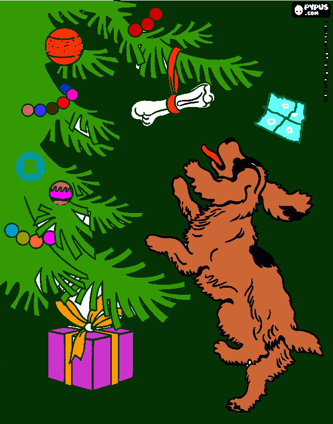 cagnolino natalizio da colorare