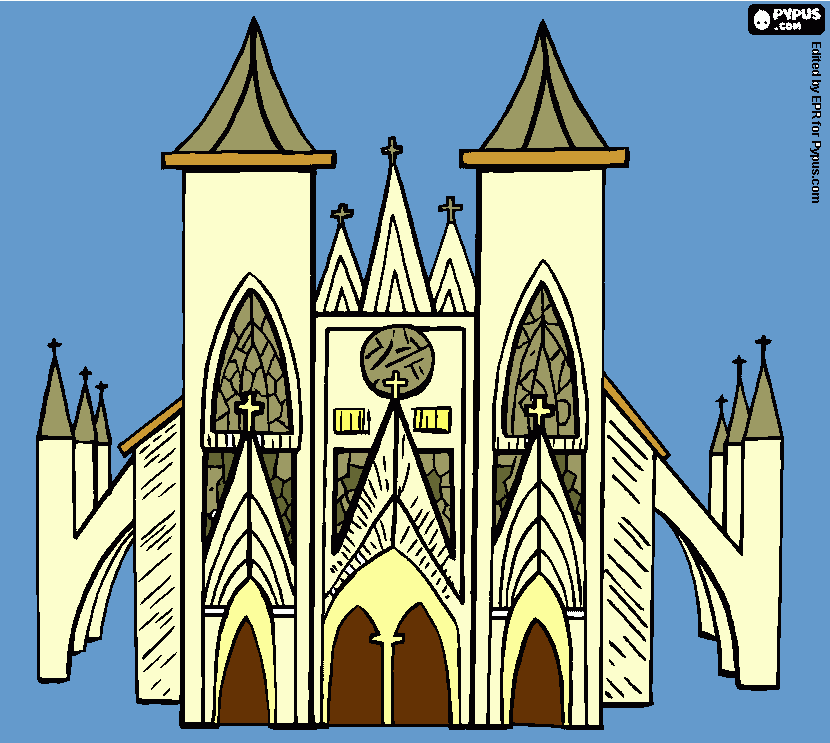 disegno cattedrale gotica  da colorare