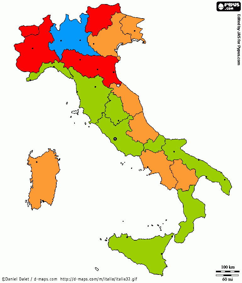 mappa Italia con fatturato per abitante da colorare