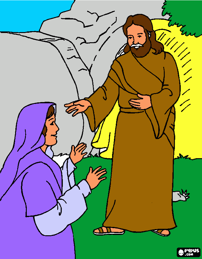 Maria Maddalena e Gesù risorto da colorare