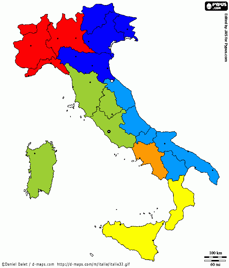 REGIONI SOS mappa Italia da colorare
