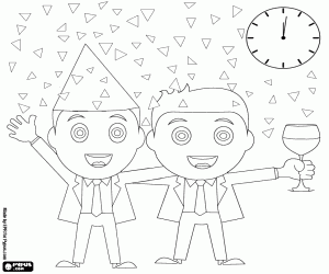 Colora Amici a le 12 di notte che celebrare l'Anno Nuovo