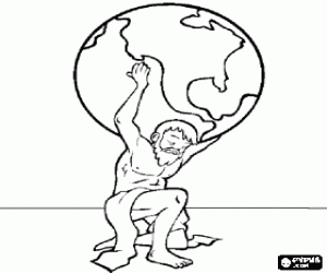 Colora Atlante, titano nella mitologia greca sostiene che la terra sulle sue spalle