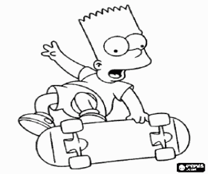 Colora Bart Simpson che cadono dal skateboard