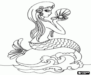 Colora Bella sirena seduto su una roccia