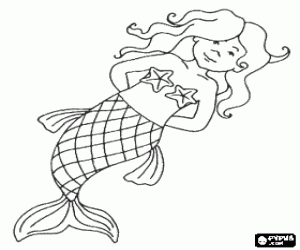 Colora Bellissima sirena con une stelle marine