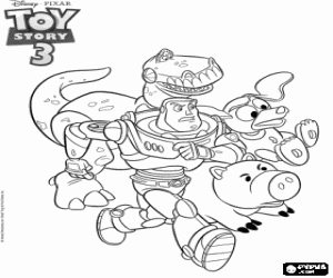 Colora Buzz Lightyear al timone di un gruppo di giocattoli