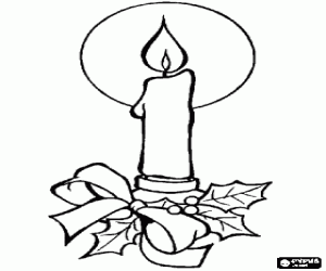 Colora Candela di Natale illuminato ornato con foglie di agrifoglio e di un nastro