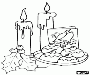 Colora Candele di Natale accese insieme ad altre decorazioni nataline