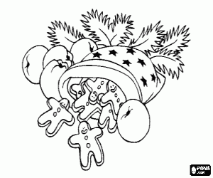 Colora Cappello pieno di stelle di biscotti allo zenzero a forma di bambola, le mele e le foglie di pino