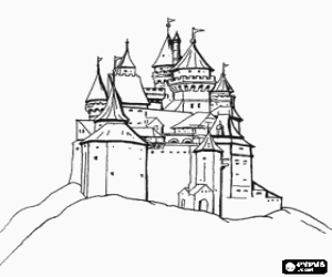 Colora Castello sulla sommit� di una montagna