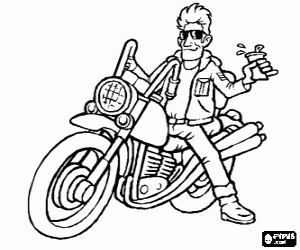 Colora Chopper moto con il suo proprietario