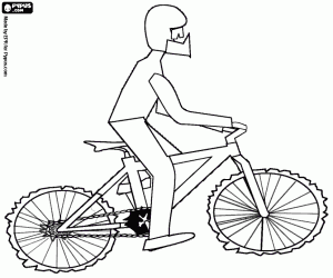 Colora Ciclista pronto per una gara di discesa libera sulla sua bici