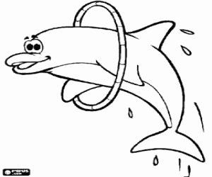 Colora Delfino che salta attraverso un cerchio