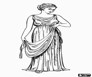 Colora Donna o signora greca con la sua tunica o chitone