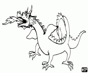 Colora Drago lanciando fuoco per  la bocca