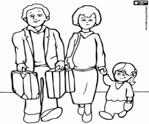 Colora Famiglia di viaggio, mamma e pap� di carico bagagli