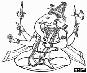 Colora Ganesha o Ganesh, il dio della saggezza e della letteratura