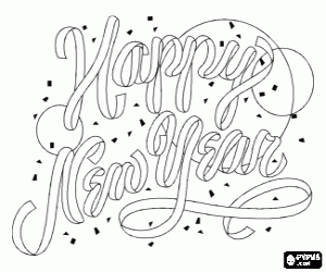 Colora Happy New Year con lettere fatte con serpentina
