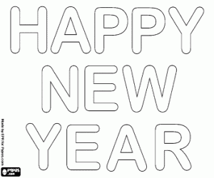 Colora Happy New Year segno con caratteri grandi