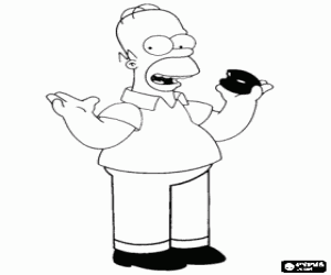 Colora Homer Simpson che mangia una ciambella