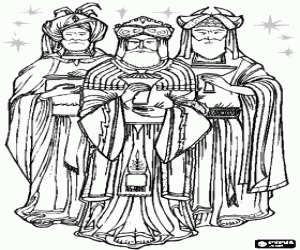 Colora I Magi con i loro doni e vestiti eleganti