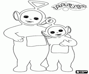 Colora I Teletubbies Tinky Winky e Po abbracciati