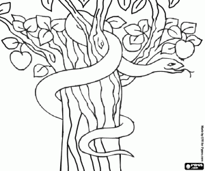 Colora Il Diavolo come un serpente nel Albero della Conoscenza del Bene e del Male