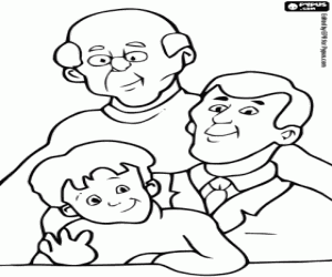 Colora Il nonno, il padre e la nipote in un ritratto di famiglia