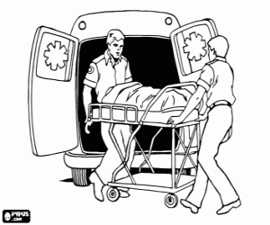 Colora Infermiere di ambulanza in una situazione di emergenza di spostare un paziente su una barella in ospedale