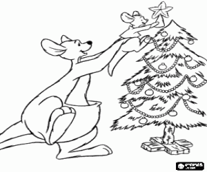 Colora Kanga che aiuta Roo per disporre la stella sulla cima dell'albero di Natale