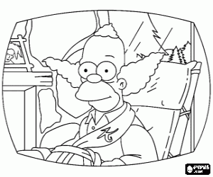 Colora Krusty il Clown a casa sua in una scena dal suo show in TV