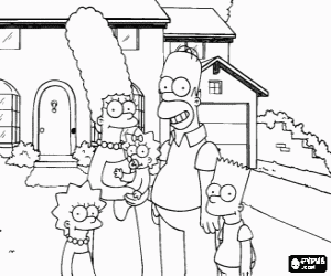Colora La famiglia Simpson di fronte a casa sua a Springfield