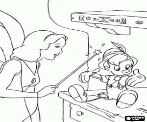Colora La Fata Turchina d� la vita al burattino di legno per realizzare il sogno di Geppetto e rendere il suo figlio Pinocchio
