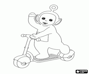 Colora La pi� piccola e pi� giovane Teletubbie, Po e il suo monopattino