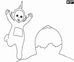 Colora Laa-Laa felice di trovare una grande palla nella neve