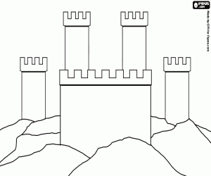 Colora Le torri merlate ou merli del castello che poggia sulle rocce