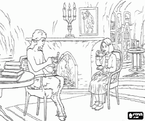 Colora Lucy Pevensie che prendere il t� a casa dil fauno Mr. Tumnus