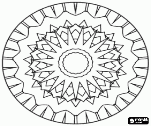 Colora Mandala circolare con stella o sole