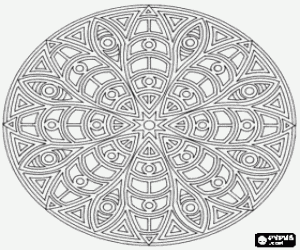 Colora Mandala come una stella o margherita in un cerchio