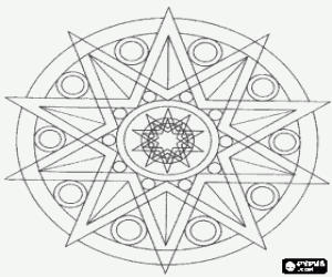 Colora Mandala con cerchi e stella