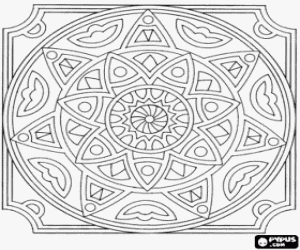 Colora Mandala con i cerchi sotto forma di stella o di fiori in un quadrato