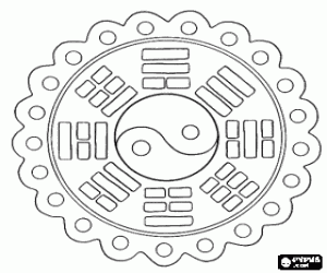 Colora Mandala con simbolo Yin-Yang, lo yin e lo yang