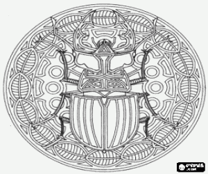 Colora Mandala figurativo, un coleottero all'interno di un quadrato