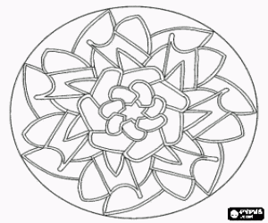 Colora Mandala in forma di fiore all'interno di un cerchio