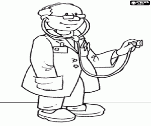 Colora Medico con uno stetoscopio preparati per l'auscultazione di un paziente