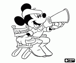 Colora Mickey Mouse seduto sulla sedia di regista