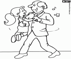Colora Nonno che danza con la nipote seguito il ritmo di musica