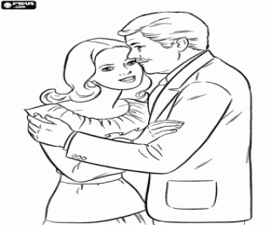 Colora Padre le d� un bacio sulla guancia di sua figlia dopo aver ricevuto li congratulazioni della Festa del pap�